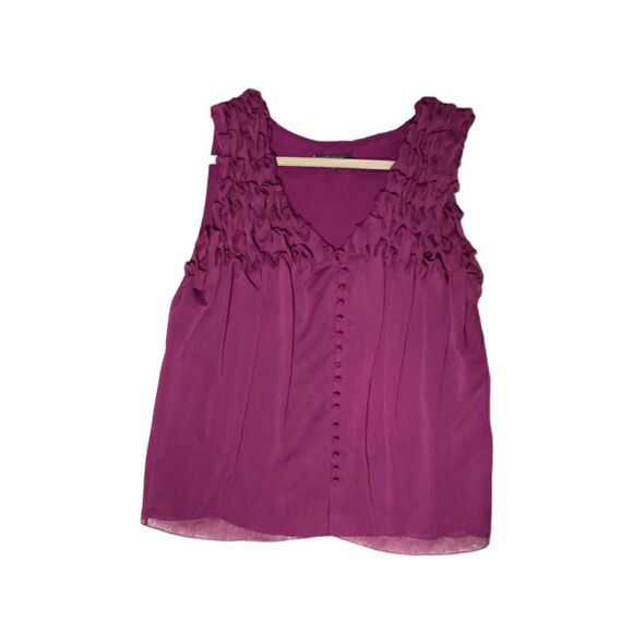 Anne Klein Purple Ruffle Button Front Sleeveless Top Large - Picture 9 of 12